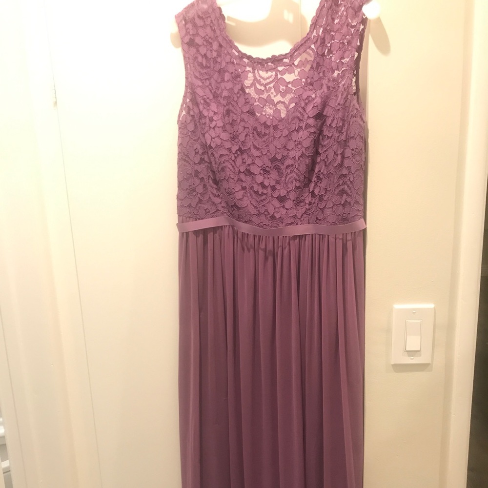 David's Bridal long dress with lace top "Wisteria"